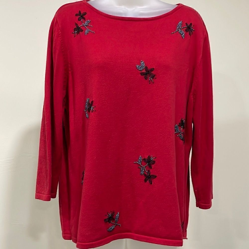 NWOT Sag Harbor decorative beaded sweater. Size XL 14/16
